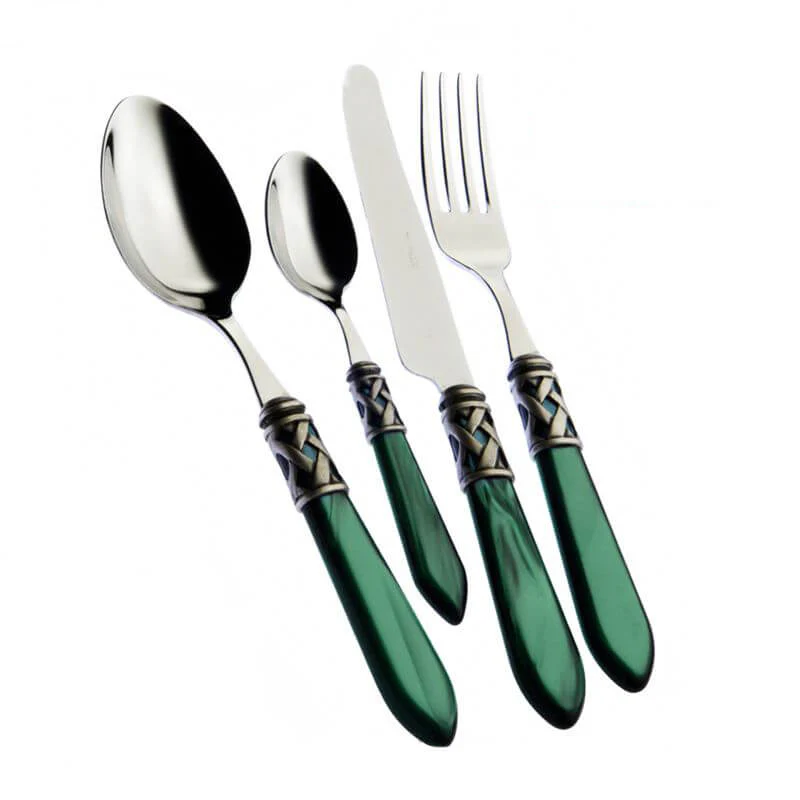 Aladdin Servizio Posate Ghiera Argentata Acciaio Inox e Acrilico - Set 24 Pz - Image 11