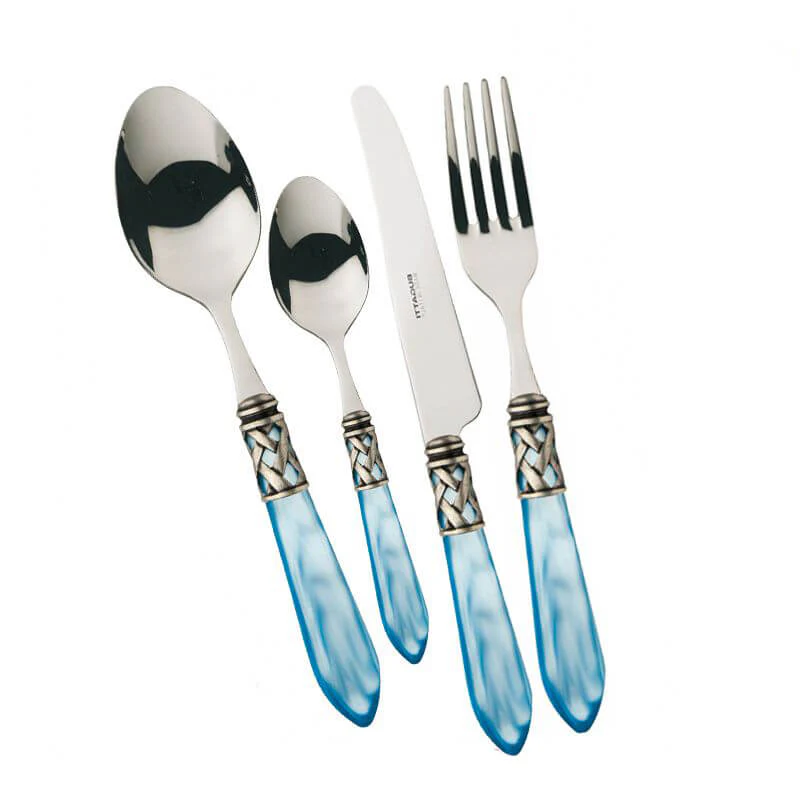 Aladdin Servizio Posate Ghiera Argentata Acciaio Inox e Acrilico - Set 24 Pz - Image 12