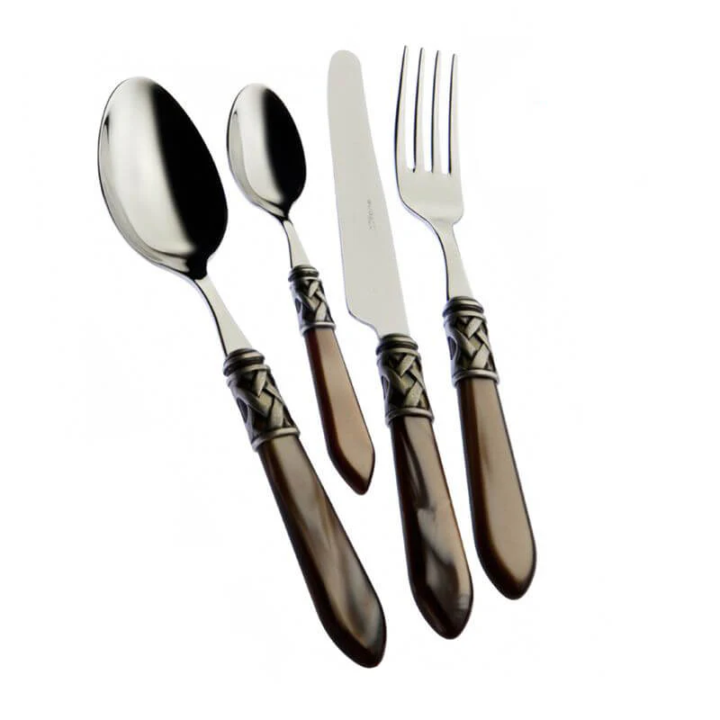 Aladdin Servizio Posate Ghiera Argentata Acciaio Inox e Acrilico - Set 24 Pz - Image 14