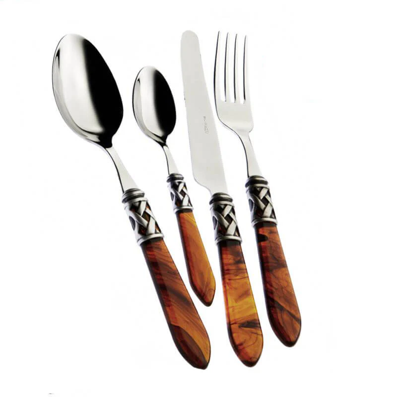 Aladdin Servizio Posate Ghiera Argentata Acciaio Inox e Acrilico - Set 24 Pz - Image 15