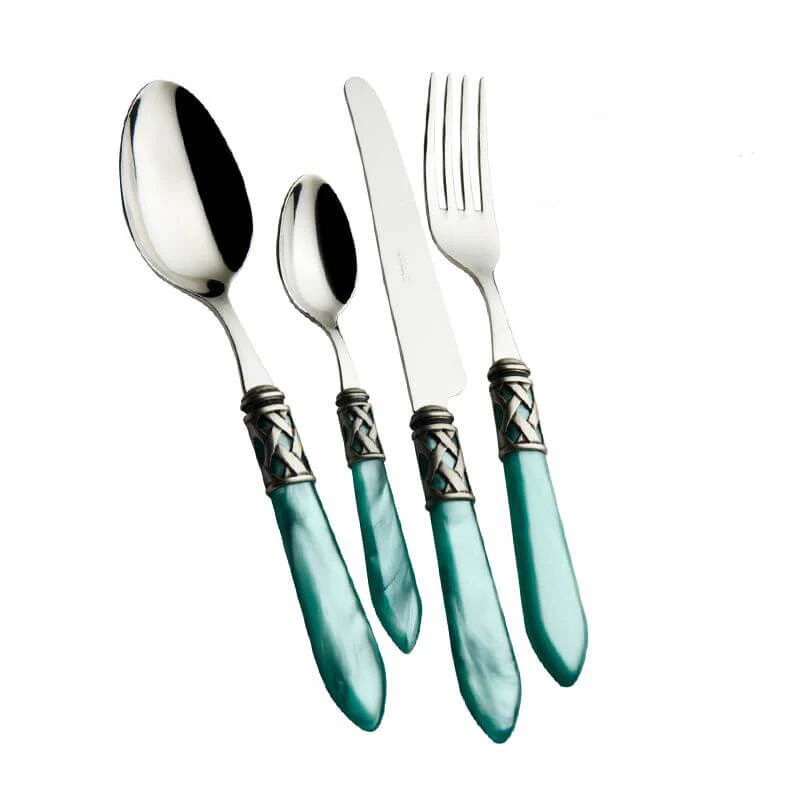 Aladdin Servizio Posate Ghiera Argentata Acciaio Inox e Acrilico - Set 24 Pz - Image 16