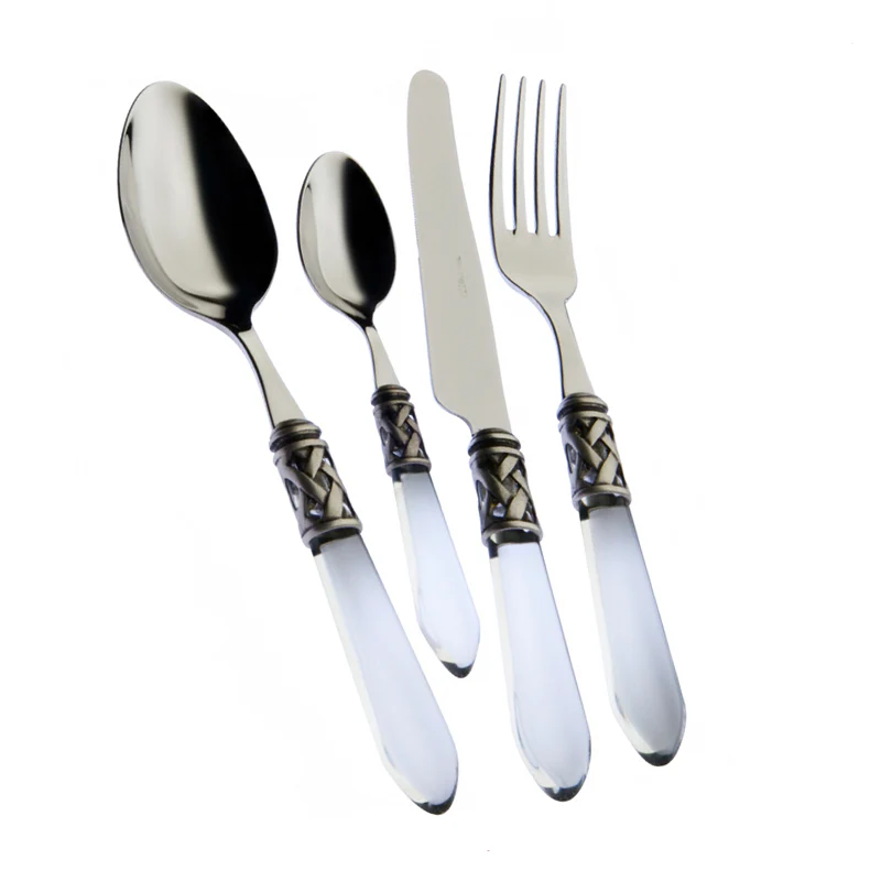 Aladdin Servizio Posate Ghiera Argentata Acciaio Inox e Acrilico - Set 24 Pz - Image 4