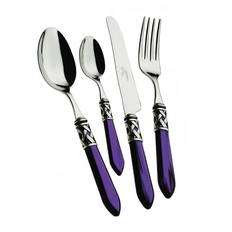 Aladdin Servizio Posate Ghiera Argentata Acciaio Inox e Acrilico - Set 24 Pz - Image 6