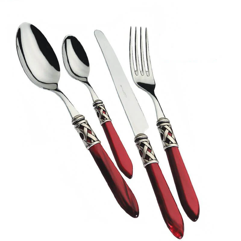 Aladdin Servizio Posate Ghiera Argentata Acciaio Inox e Acrilico - Set 24 Pz - Image 8