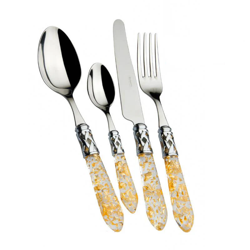 Aladdin Servizio Posate Ghiera Cromata Acciaio Inox e Acrilico - Set 24 Pz - Image 3