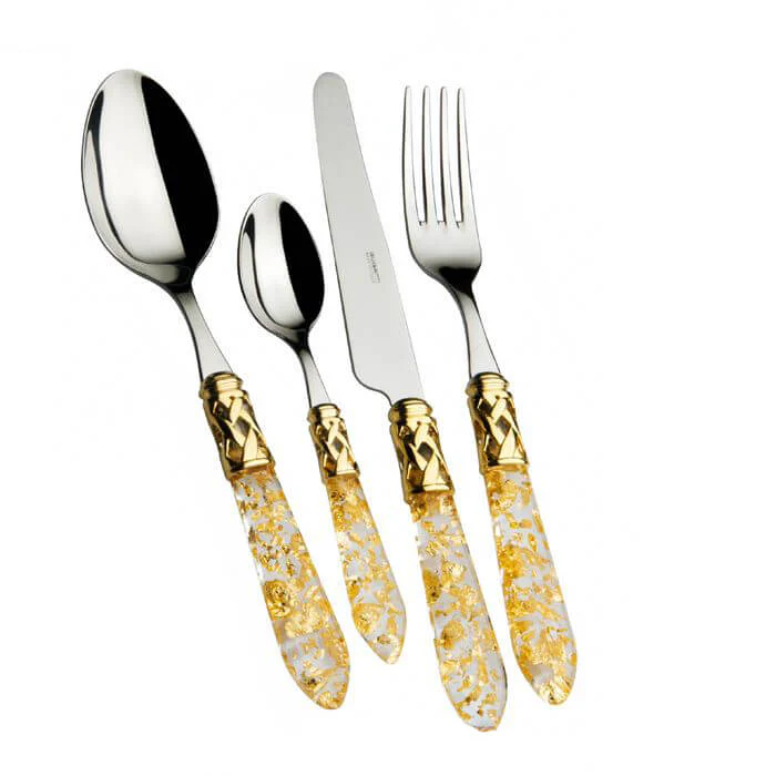 Aladdin Servizio Posate Ghiera Dorata Acciaio Inox e Acrilico - Set 24 Pz - Image 3