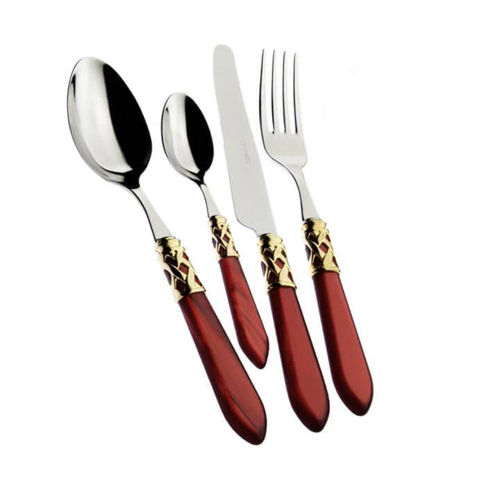 Aladdin Servizio Posate Ghiera Dorata Acciaio Inox e Acrilico - Set 24 Pz - Image 4
