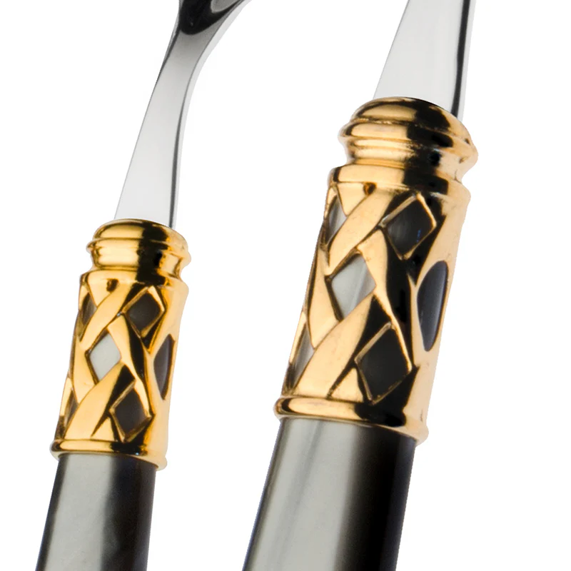 Aladdin Servizio Posate Ghiera Dorata Acciaio Inox e Acrilico - Set 24 Pz - Image 5