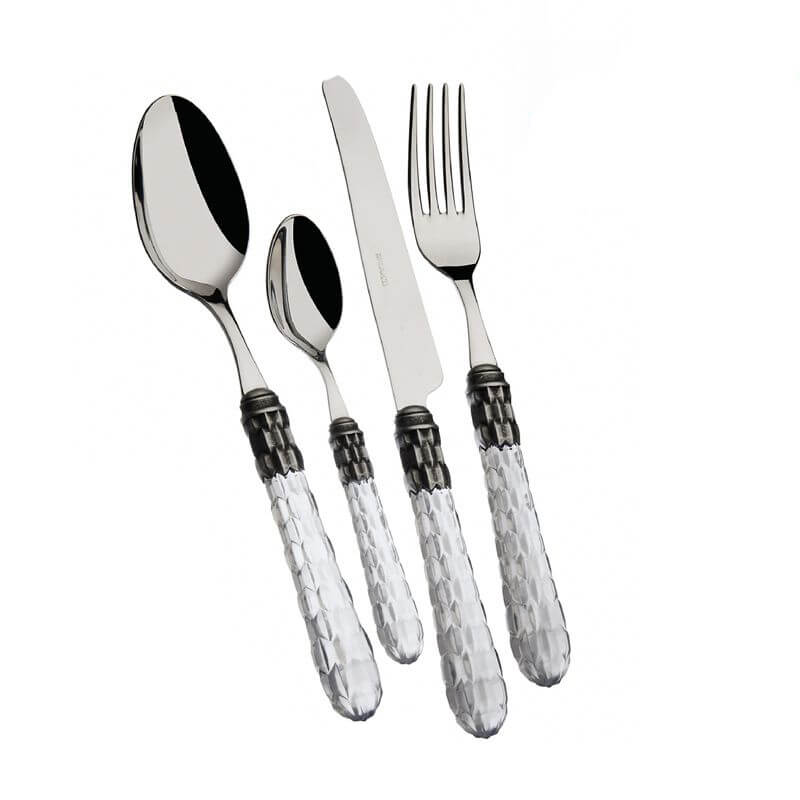 Cristallo Servizio Posate Ghiera Argentata Acciaio Inox - Set 24 Pz - Image 3
