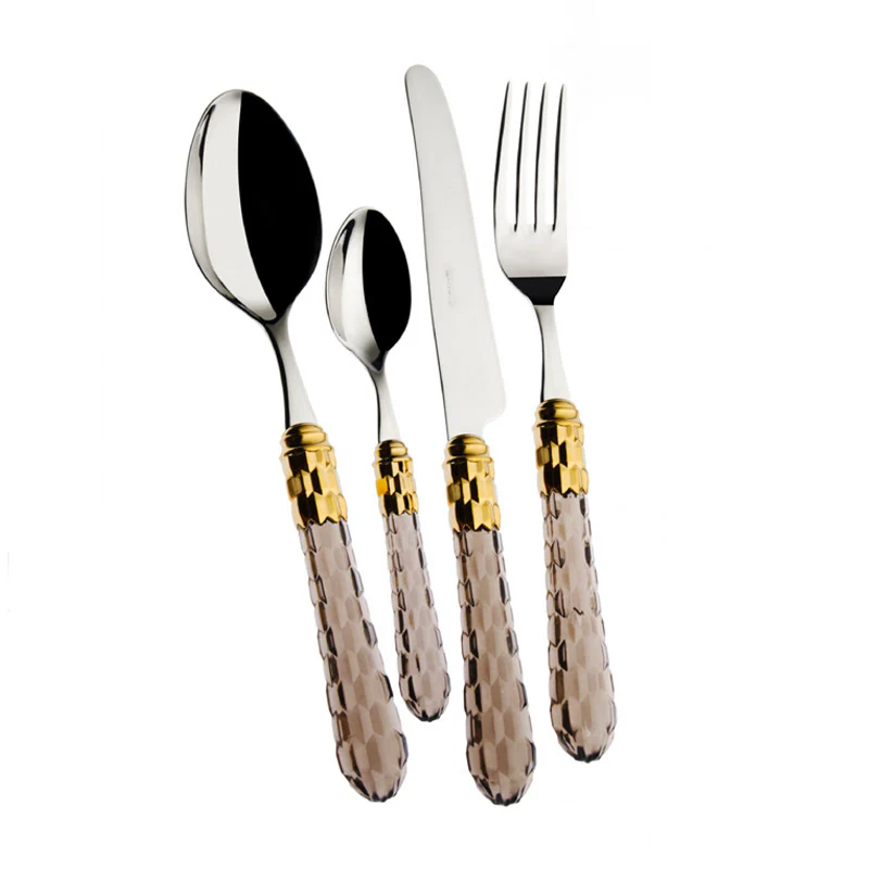 Cristallo Servizio Posate Ghiera Dorata Acciaio Inox - Set 24 Pz - Image 10