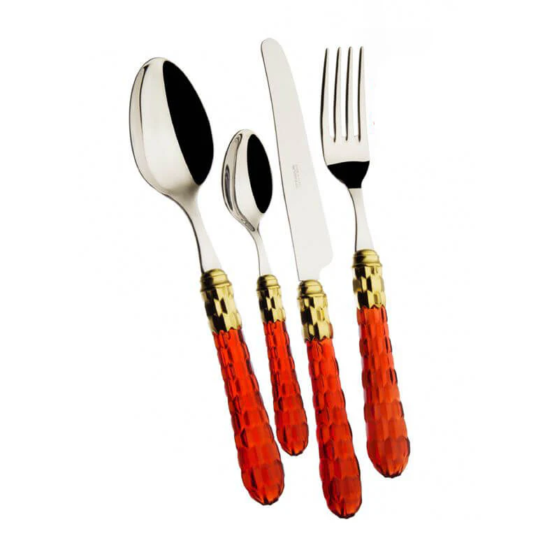Cristallo Servizio Posate Ghiera Dorata Acciaio Inox - Set 24 Pz - Image 5