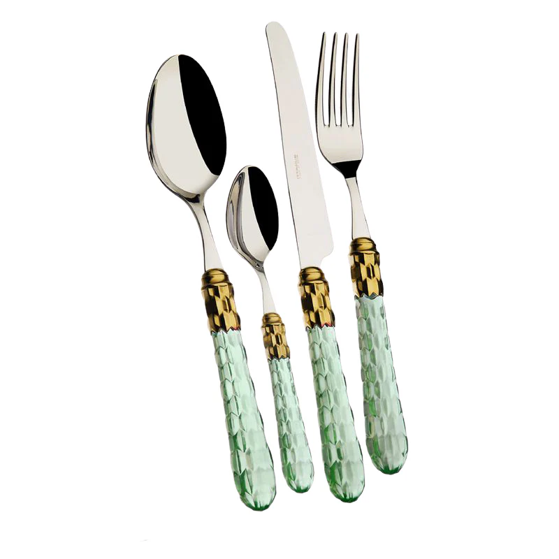 Cristallo Servizio Posate Ghiera Dorata Acciaio Inox - Set 24 Pz - Image 7