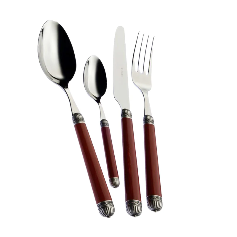 Dorico Servizio Posate Ghiera Argentata Acciaio Inox e ABS - Set 24 Pz - Image 2