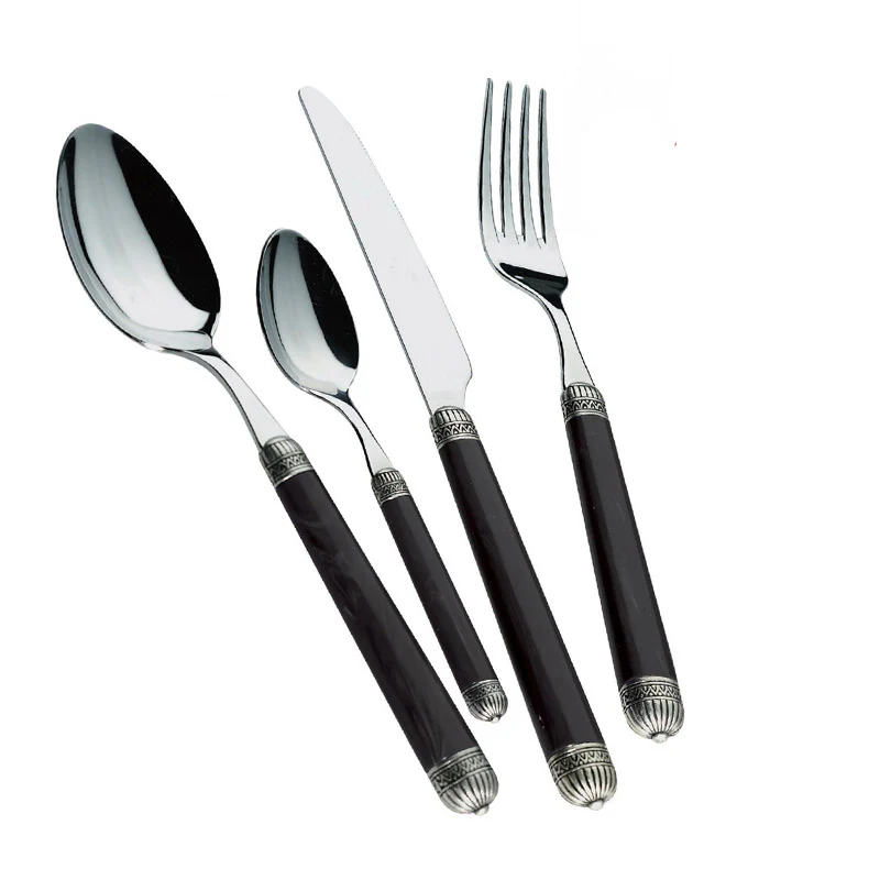 Dorico Servizio Posate Ghiera Argentata Acciaio Inox e ABS - Set 24 Pz - Image 3