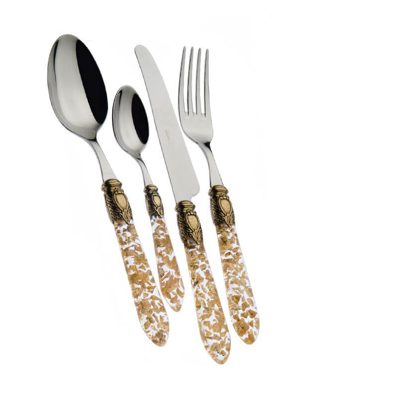 Oxford Servizio Posate Ghiera Dorata Acciaio Inox - Set 24 Pz - Image 3