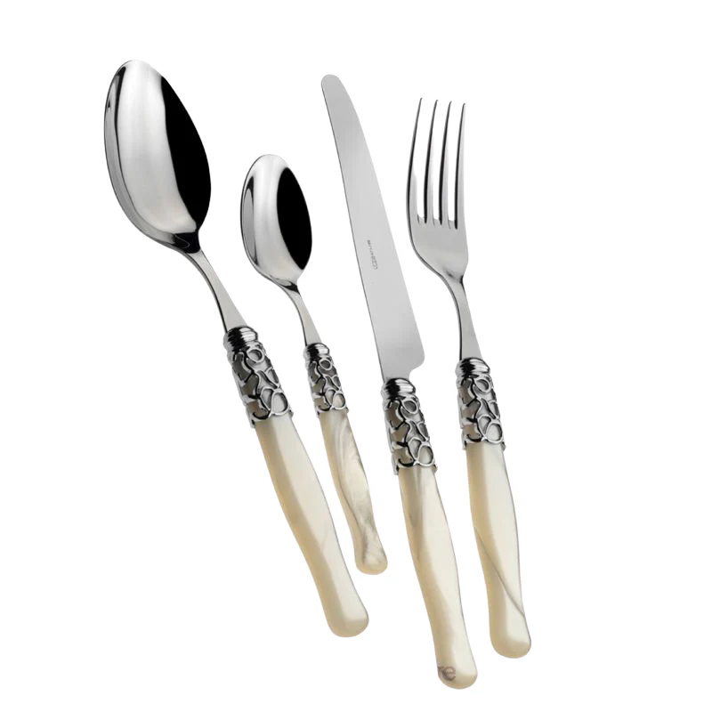 Selene Servizio Posate Ghiera Cromata Acciaio Inox - Set 24 Pz