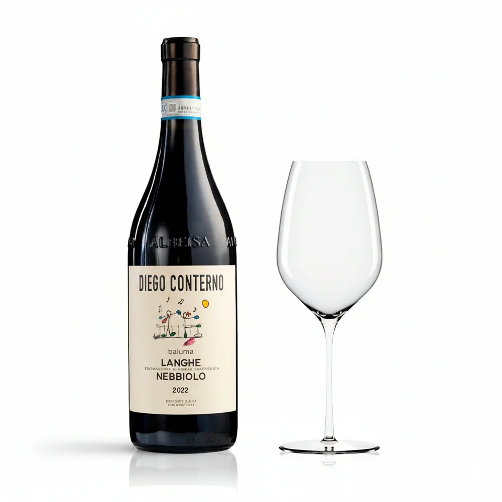 Conterno Diego Baluma Langhe DOC 2022 + Set 6 Calici Vino Rosso Fino 54.5 cl - Image 2