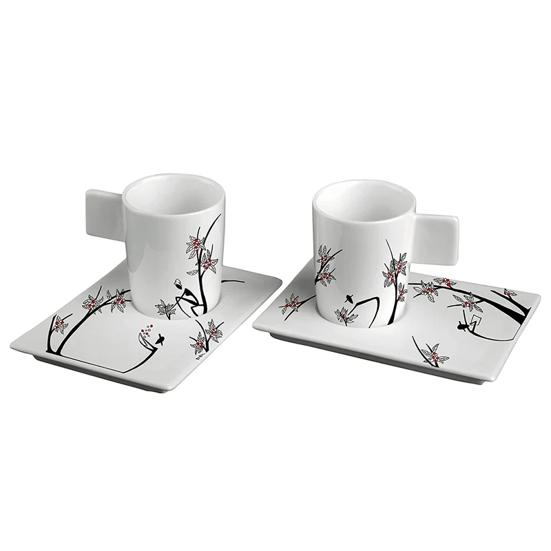 Geo Origini Tazzine Caffè Con Piattini In Porcellana Con Piattini - Set 2 Pz