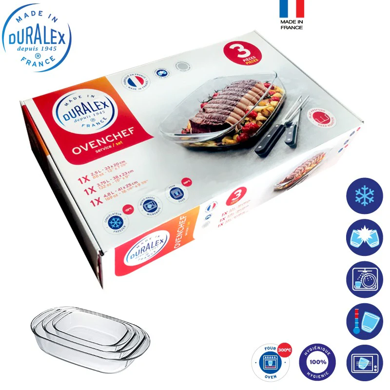 Ovenchef Pirofila Rettangolare In Vetro Temperato - Set 3 Pz - Image 3