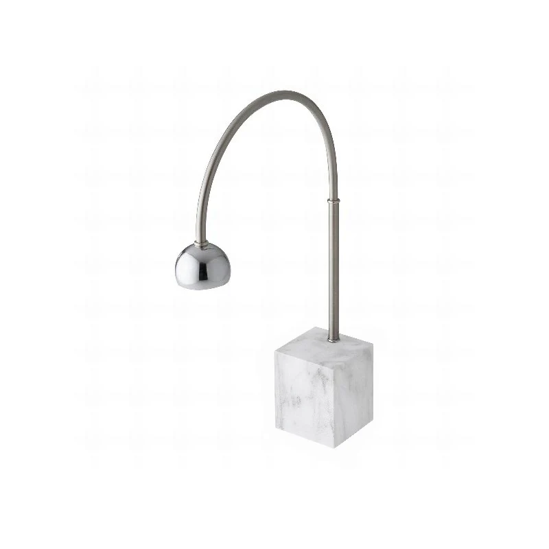 Leonardo Aside Lampada Da Tavolo In Acciaio Con Base Effetto Marmo Bianco
