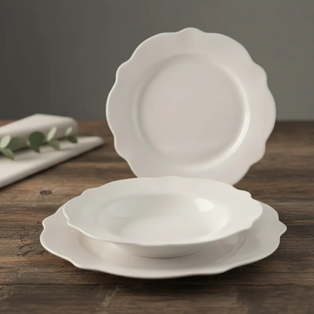 Blanc Servizio Tavola Festonato In Porcellana Set 18 Pz - Image 2