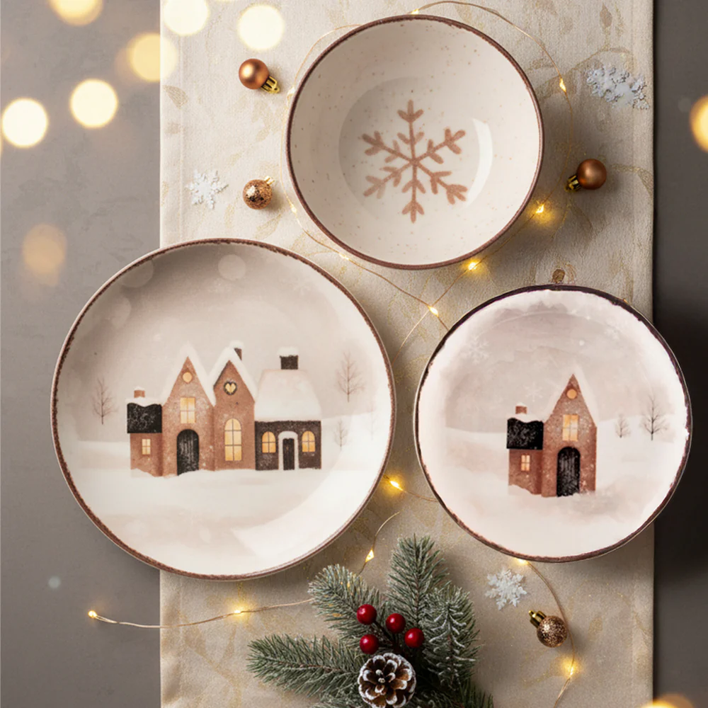 Cinnamon Glows Servizio Piatti Decoro Natalizio In Stoneware Set 18 Pz - Image 2