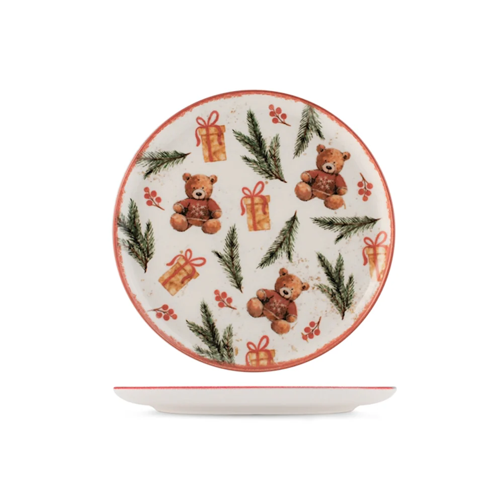 Nordic Teddy Hugs Servizio Piatti Con Decoro Natalizio In Stoneware Set 18 Pz - Image 2