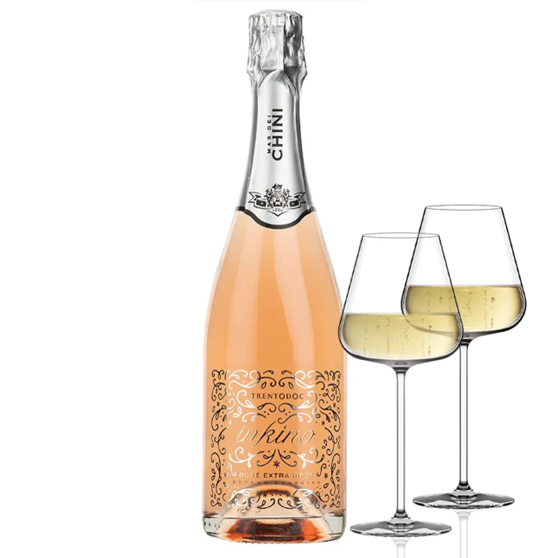 Inkino Rosé Extra Brut M.C. Trento DOC 2020 Cantina Mas Dei Chini - Set 2 Calici Italesse Etoile Sparkle 48 cl