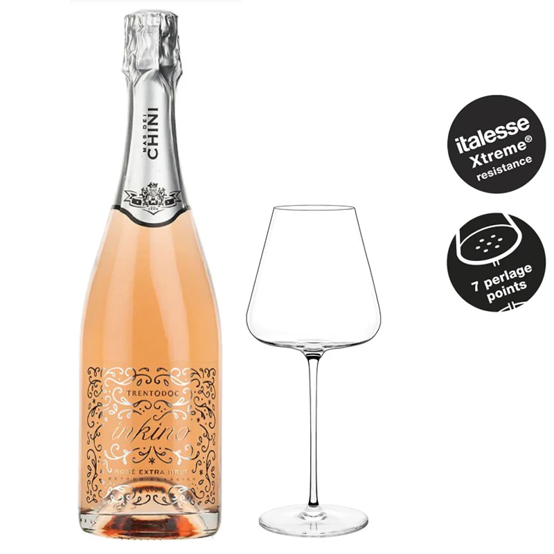 Inkino Rosé Extra Brut M.C. Trento DOC 2020 Cantina Mas Dei Chini - Set 2 Calici Italesse Etoile Sparkle 48 cl - Image 2