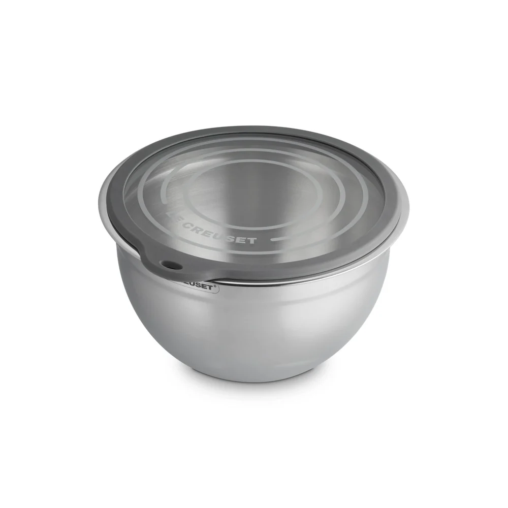 Acciaio Inox Ciotola per Impasto In Acciaio Inox Con Coperchio in Vetro e Bordo In Silicone - Image 10
