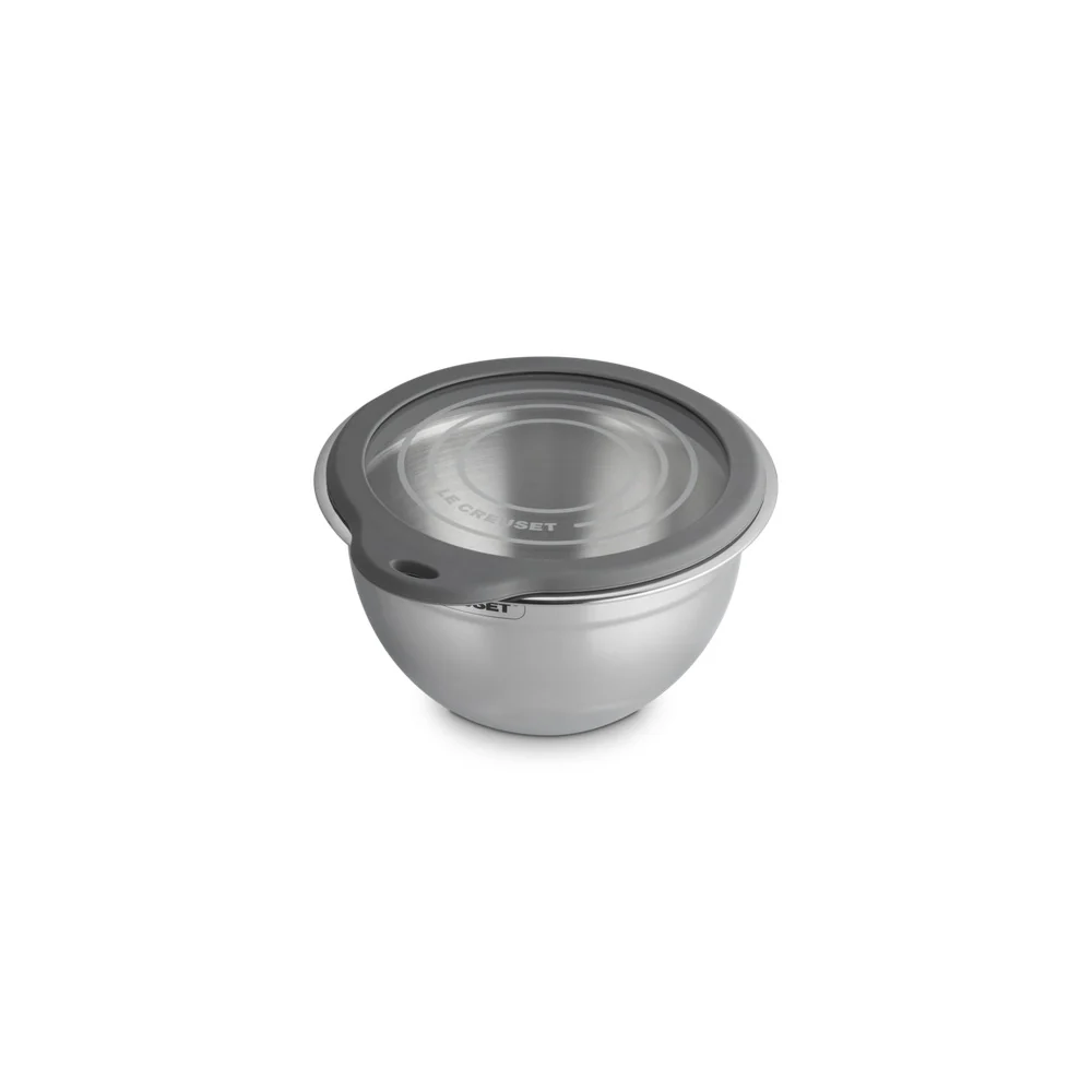 Acciaio Inox Ciotola per Impasto In Acciaio Inox Con Coperchio in Vetro e Bordo In Silicone - Image 2