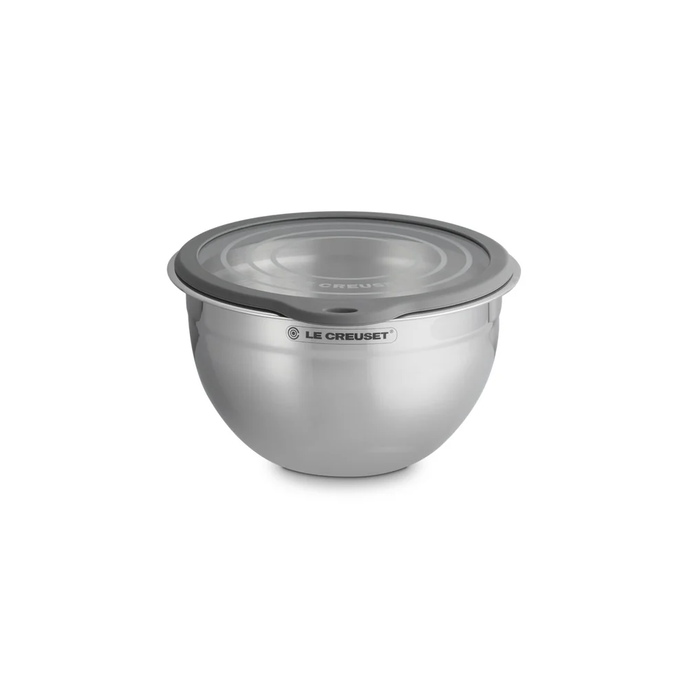 Acciaio Inox Ciotola per Impasto In Acciaio Inox Con Coperchio in Vetro e Bordo In Silicone - Image 5