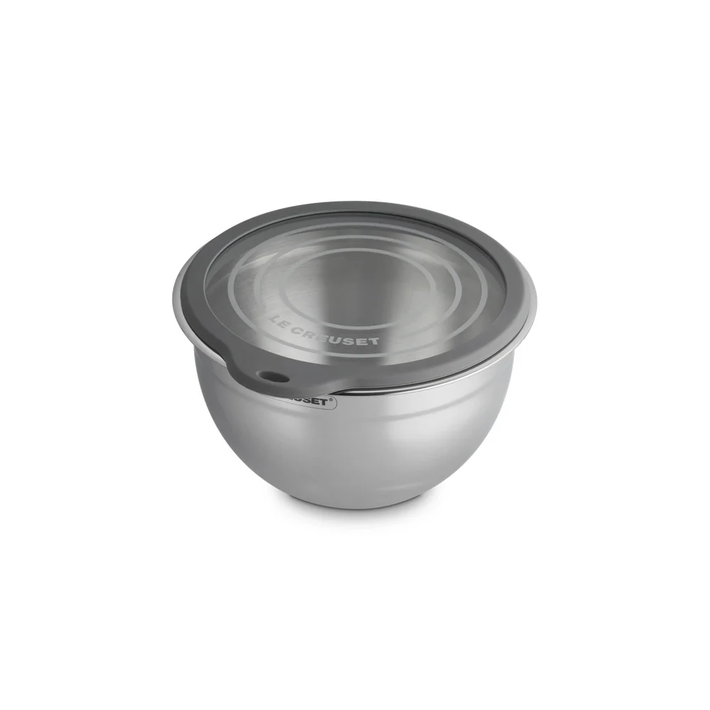 Acciaio Inox Ciotola per Impasto In Acciaio Inox Con Coperchio in Vetro e Bordo In Silicone - Image 6