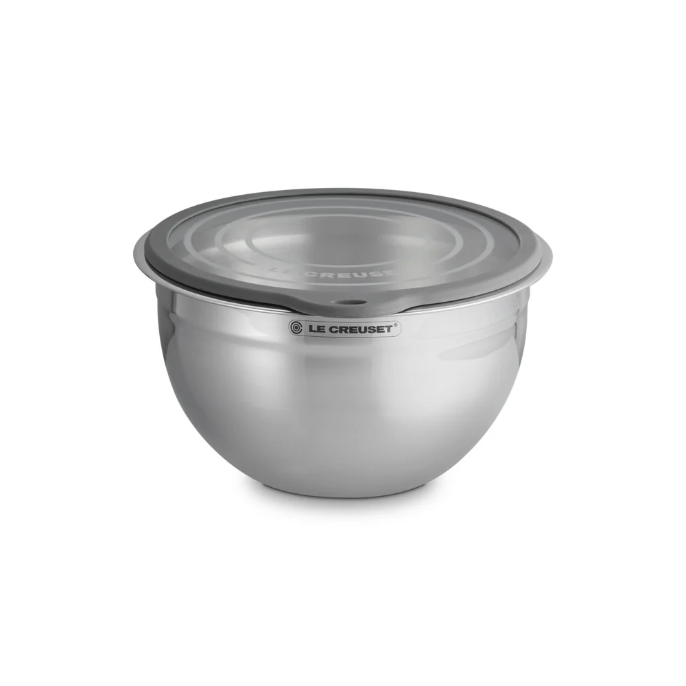 Acciaio Inox Ciotola per Impasto In Acciaio Inox Con Coperchio in Vetro e Bordo In Silicone - Image 9