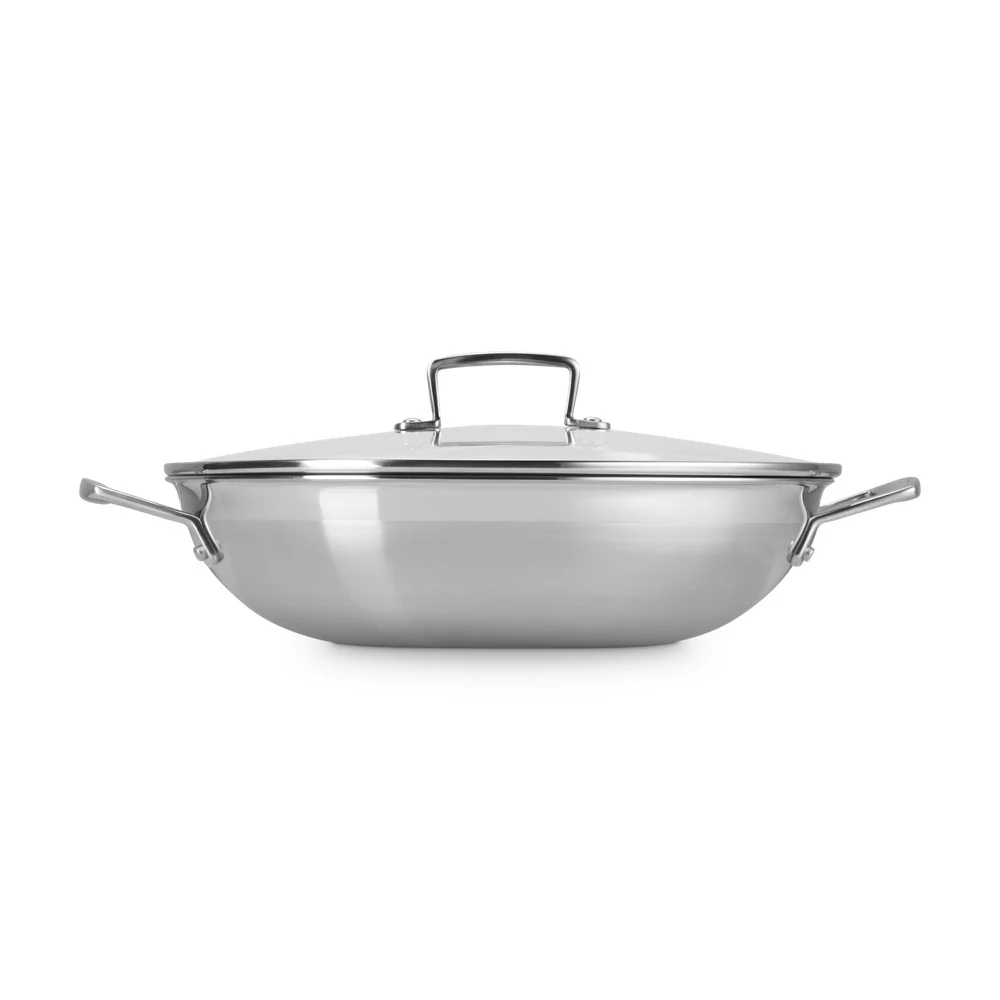 Acciaio Inox Wok In Acciaio Inox Con Coperchio In Vetro - Image 3
