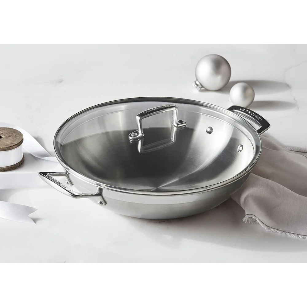 Acciaio Inox Wok In Acciaio Inox Con Coperchio In Vetro - Image 5