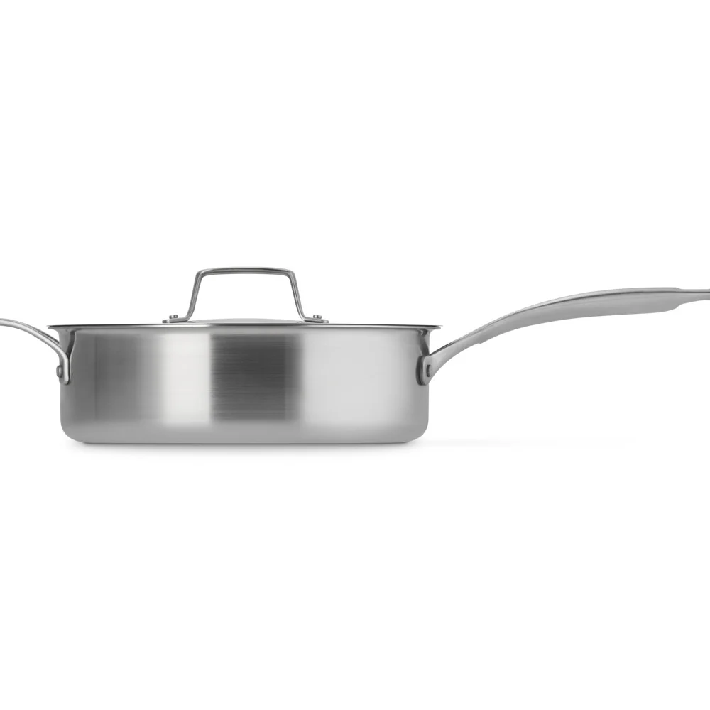 Essential Acciaio Inox Padella Alta Sautè Con Coperchio e Manico Lungo In Acciaio Inox - Image 3