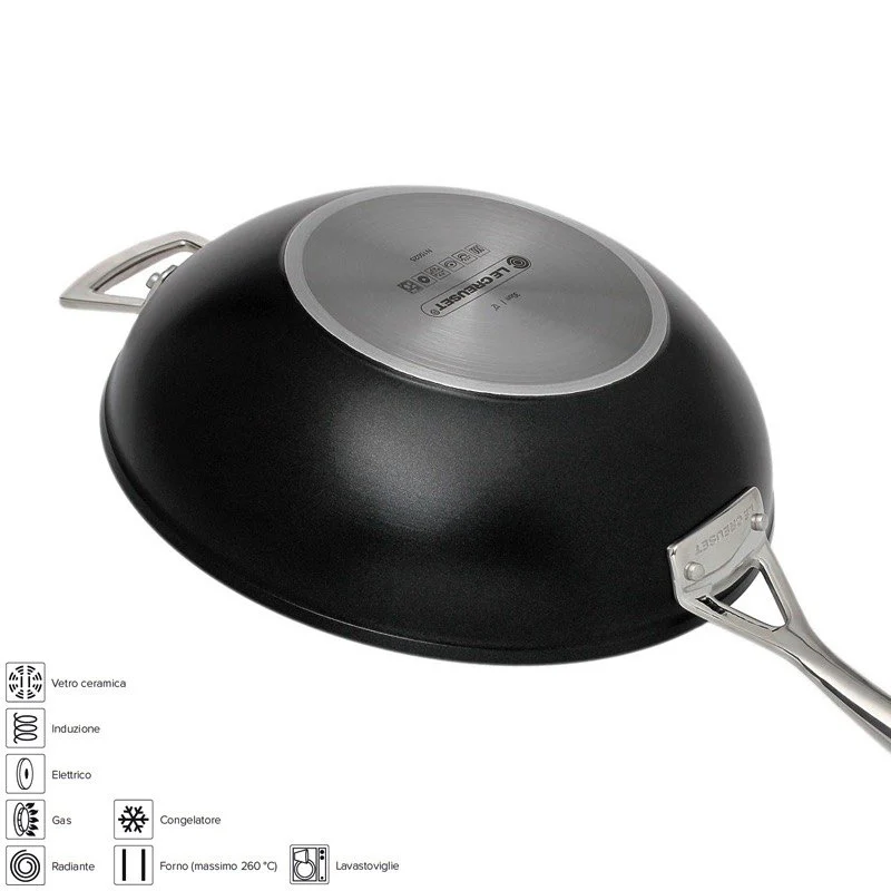 Les Forgées Wok Antiaderente In Alluminio Con Manico - Image 3