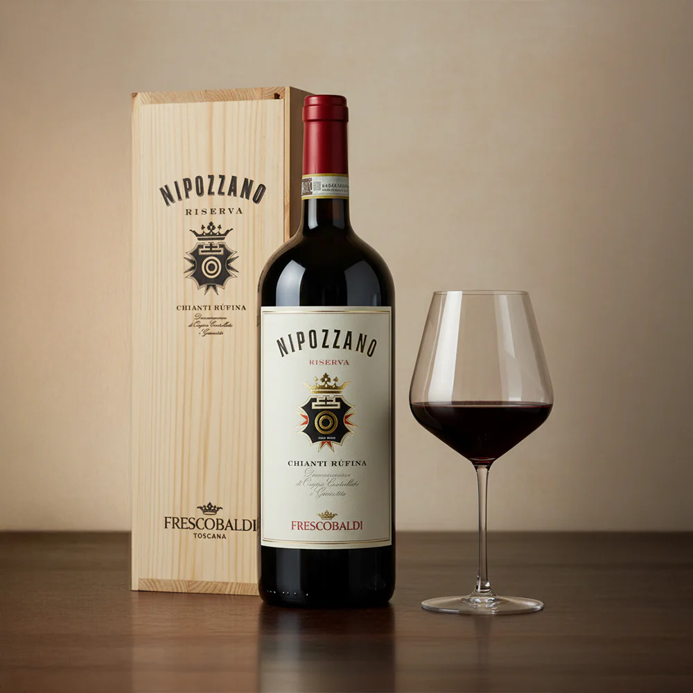 Nipozzano Chianti Rufina DOCG Riserva 2020 Magnum In Cassetta Legno Con 12 Calici 82 cl Stolzle Lausitz Starlight - Image 2