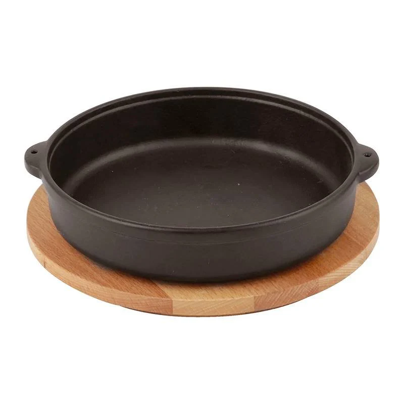 Casseruola Rotonda In Ghisa Con Supporto In Legno - Image 3