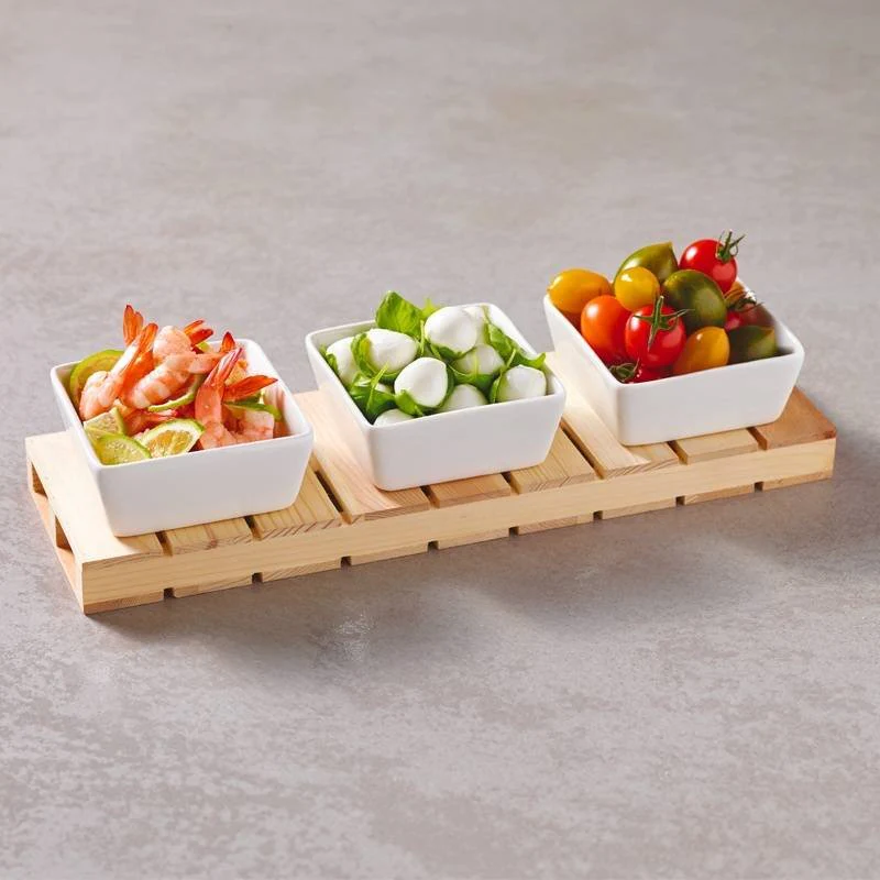Happy Hour Coppette per Aperitivo Quadrate Con Supporto In Legno - Set 4 Pz - Image 2