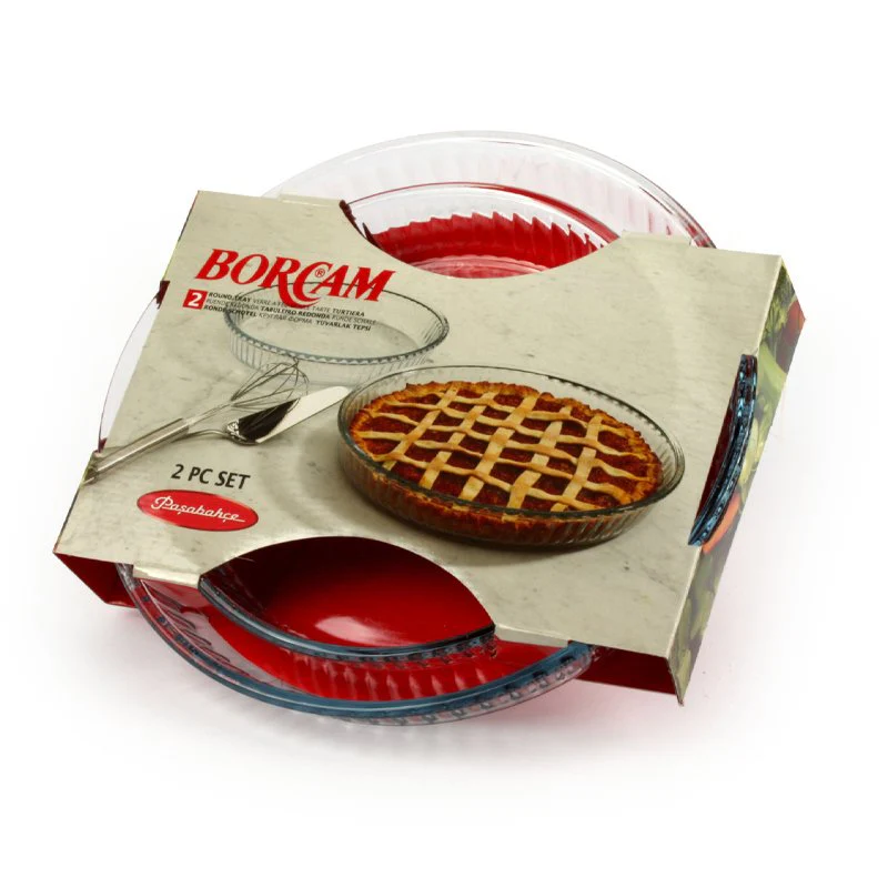 Borcam Set Tortiere Rotonde In Vetro Borosilicato - Set 2 Pz