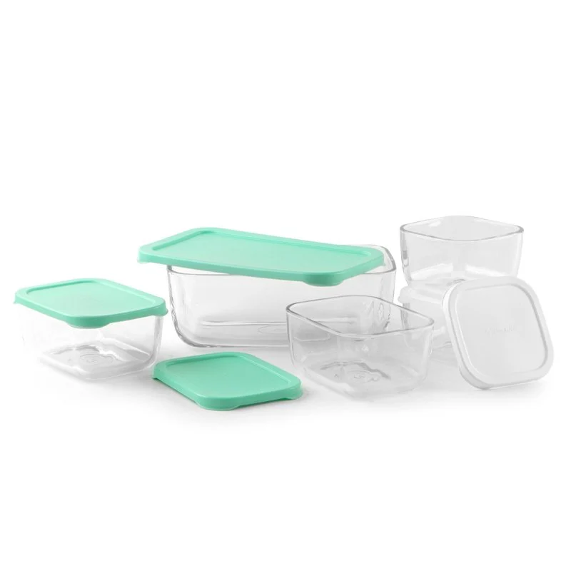 Combo Set Contenitori Per Alimenti Ermetici In Vetro - Set 5 Pz