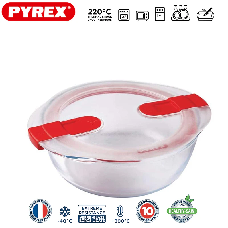 Cook & Heat Contenitore Per Alimenti Rotondo In Vetro Borosilicato Con Coperchio con valvola a vapore - Image 7