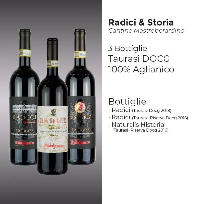 Radici e Storia Taurasi DOCG 2016 - 2018 Cantine Mastroberardino  - Set 3 Bottiglie - Image 2