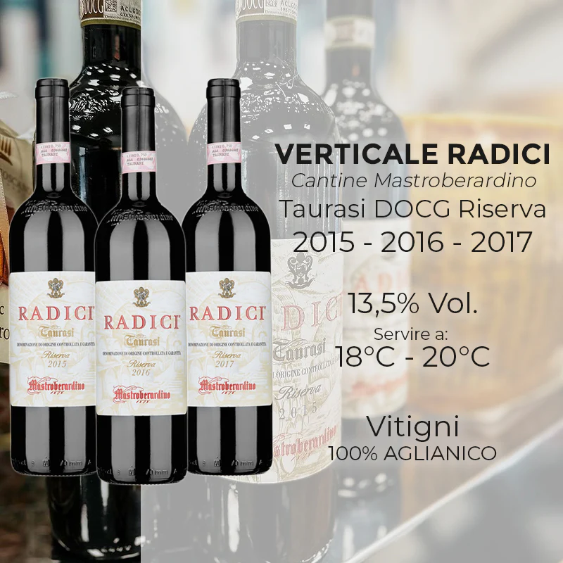 Radici Verticale Taurasi DOCG Riserva 2015 - 2016 - 2017 Cantine Mastroberardino  - Set 3 Bottiglie - Image 2