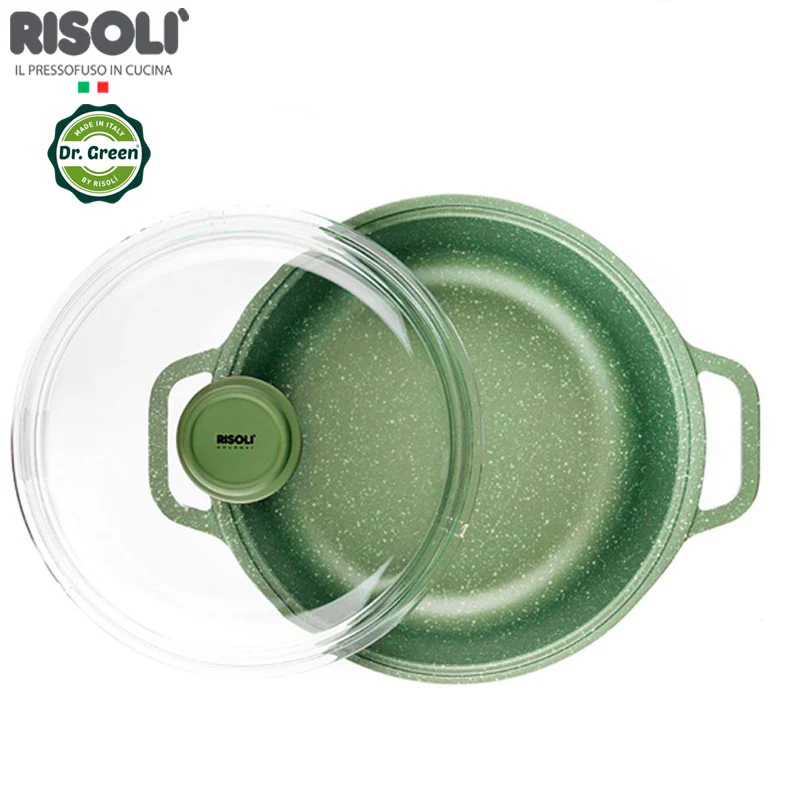 Dr.Green Stone Casseruola Alta Antiaderente In Alluminio  Con Coperchio In Vetro - Image 3