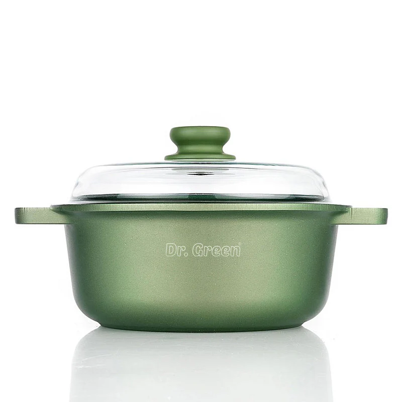 Dr.Green Stone Casseruola Alta Antiaderente In Alluminio  Con Coperchio In Vetro - Image 4