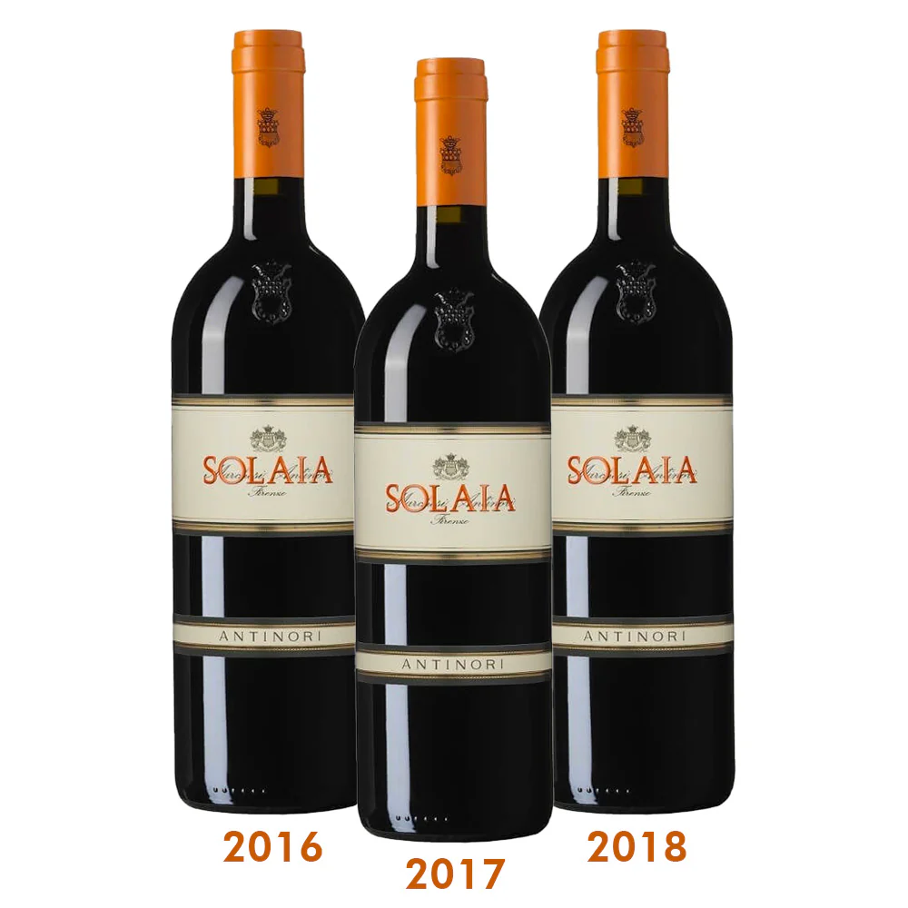 Solaia Verticale Toscana IGT 2016 - 2017 - 2018 Cantine Marchesi Antinori  - Set 3 Bottiglie